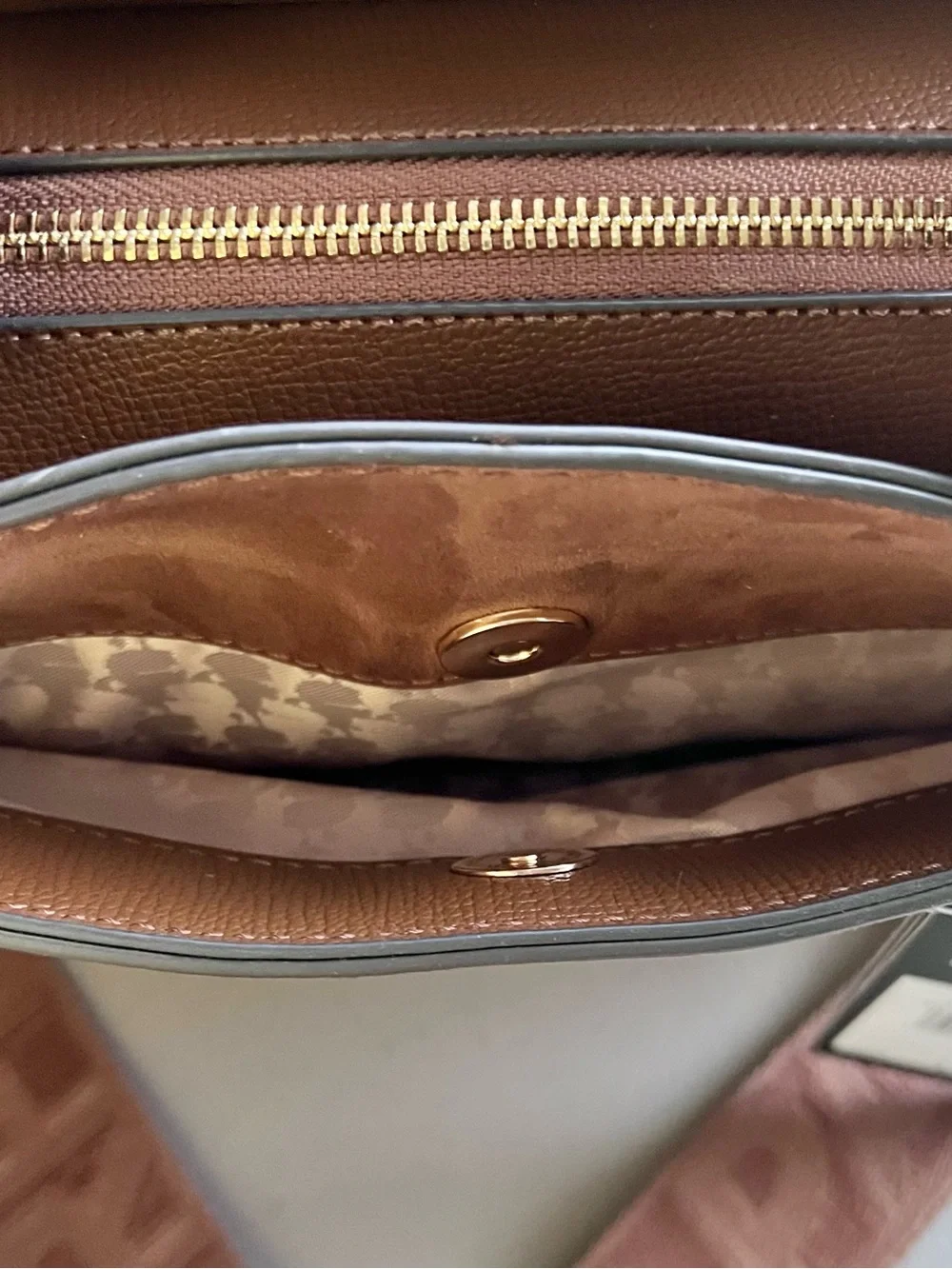 Karl Lagerfeld Brown Faux Suede & Leather Satchel/Crossbody with Choupette Pom